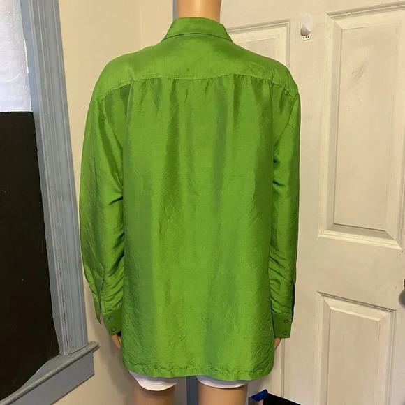 VTG 100% Silk Women’s Kelly Green Blouse Shirt Robbie Bee Sz S 80s 90s Holiday - Picture 6 of 14